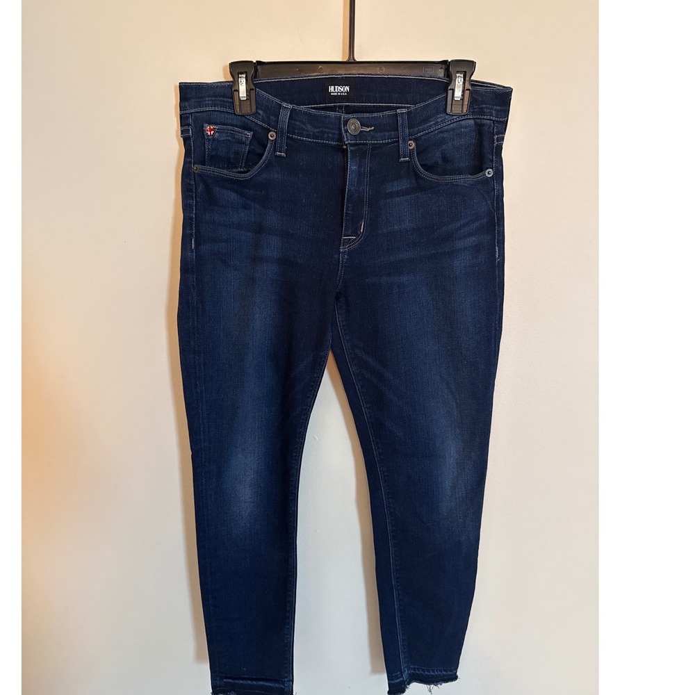 Hudson Skinny Jeans Dark Wash Raw Hem Made in USA Blue Denim Size 31